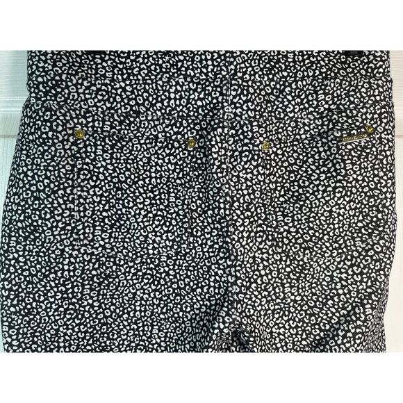 Michael Kors Black White Leopard Print Slim Fit Ankle Pants Size L - Picture 6 of 7